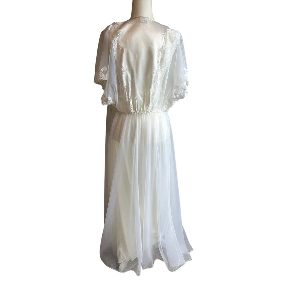 Val Mode Vintage 2 piece Peignoir Set Sheer Lace Large Bridal Lingerie Long - Picture 5 of 16